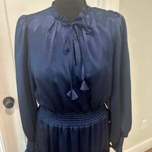 Sating Long Sleeve Tiered Maxi Dress